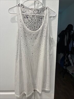 Vocal White Rhinestone-Accent Tank Top